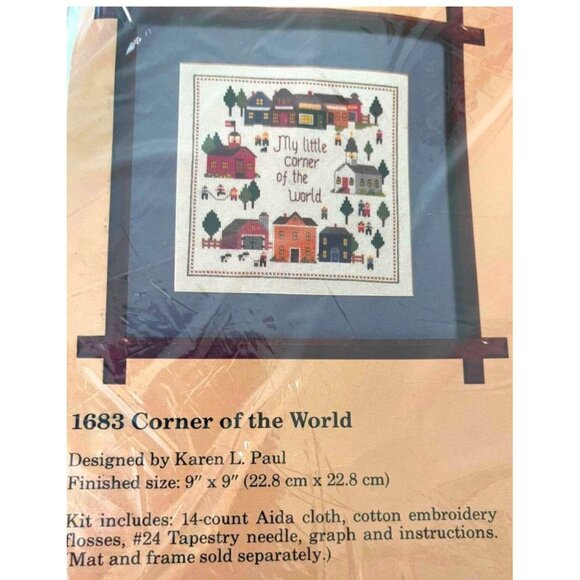 1683 Corner Of The World Cross-Stitch Kit By The Creative Circle 14-Count Aida C - Picture 3 of 4